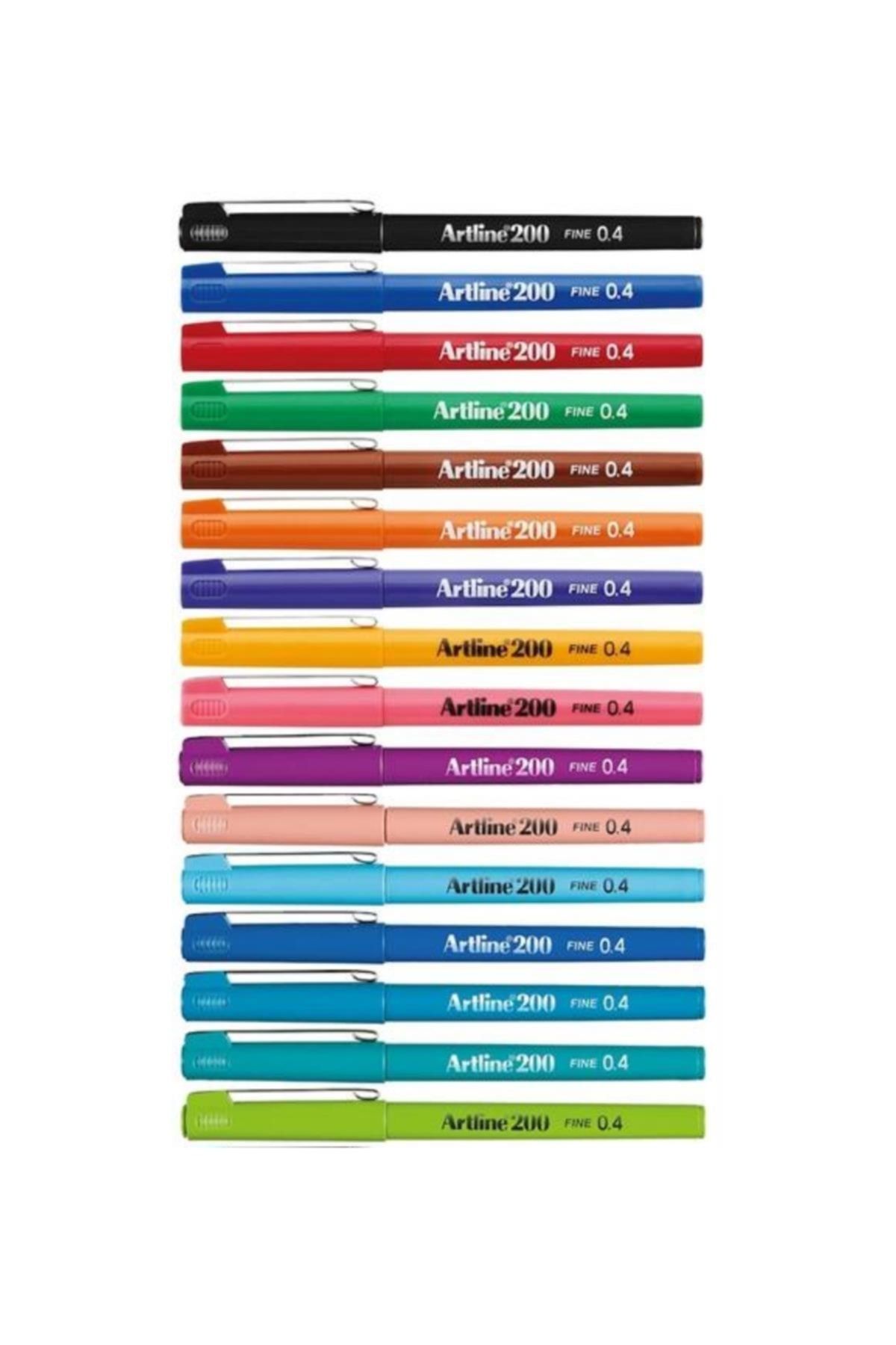artline 200 Fineliner 0.4 Mm Ince Uçlu Yazı Ve Çizim Kalemi 16 Renk (16 Adet Kalem)
