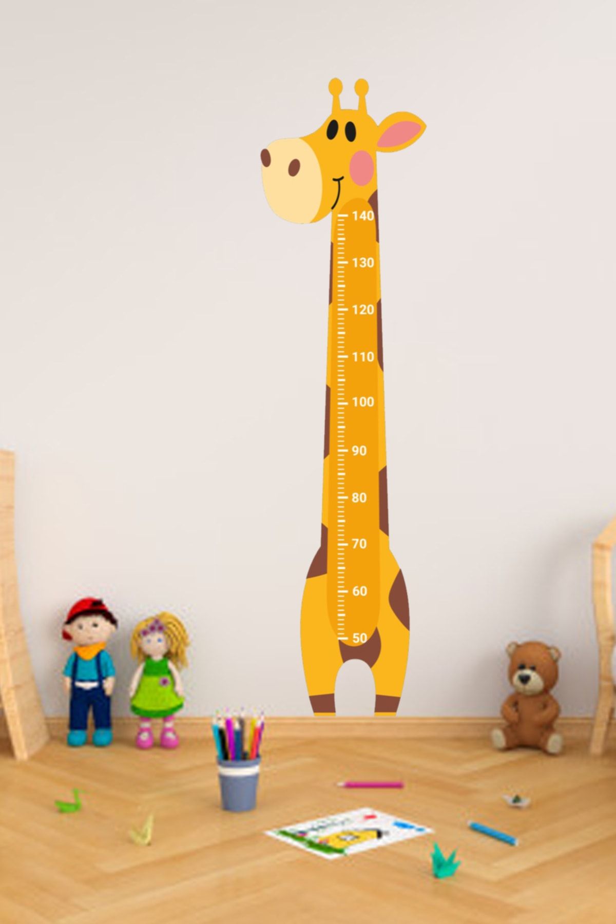 Sepet Yıldızı Zürafa Çocuk Odası Boy Ölçer Sticker 35x135 Cm