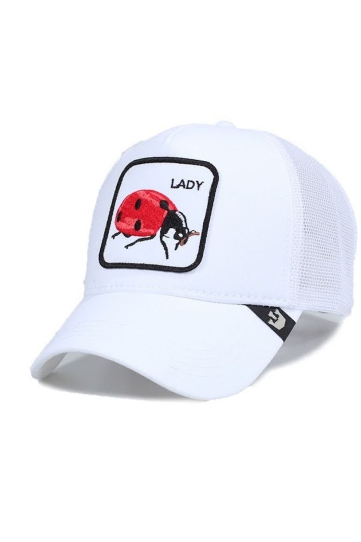 CosmoOutlet Lady Uğur Böceği Hayvan Figürlü Unisex Beyaz Şapka