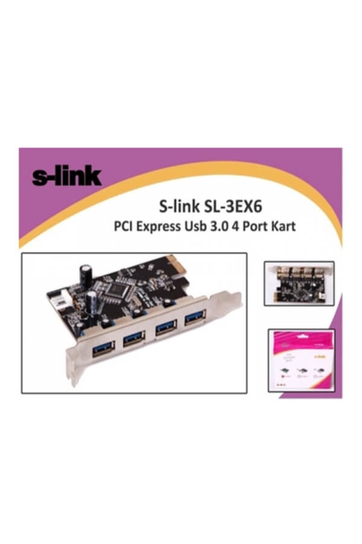 S-Link S-Lınk Sl-3Ex6 4 Port Pcı Express To Usb 3.0 Çoklayıcı Kart
