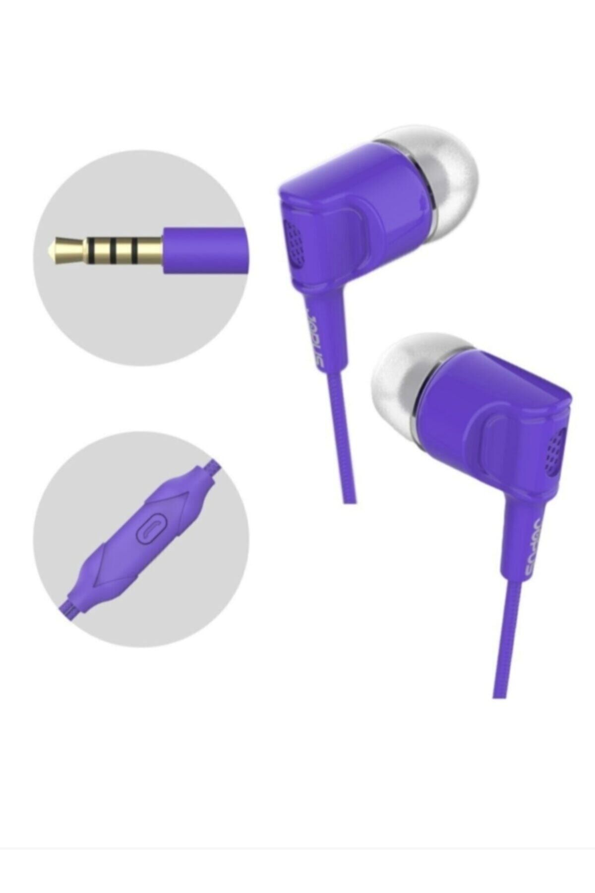Accordion Mikrofonlu Kulak Içi Kulaklık Tuşlu Silikonlu Mor 3.5mm Universal Jak Giriş Jok52 Yeni_1