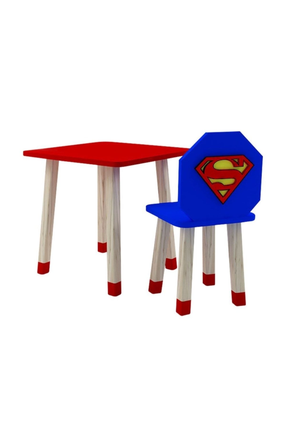 Ahşap Çocuk Oyun Ve Aktivite Masa Sandalye Takımı - Ahşap - Süpermen_0