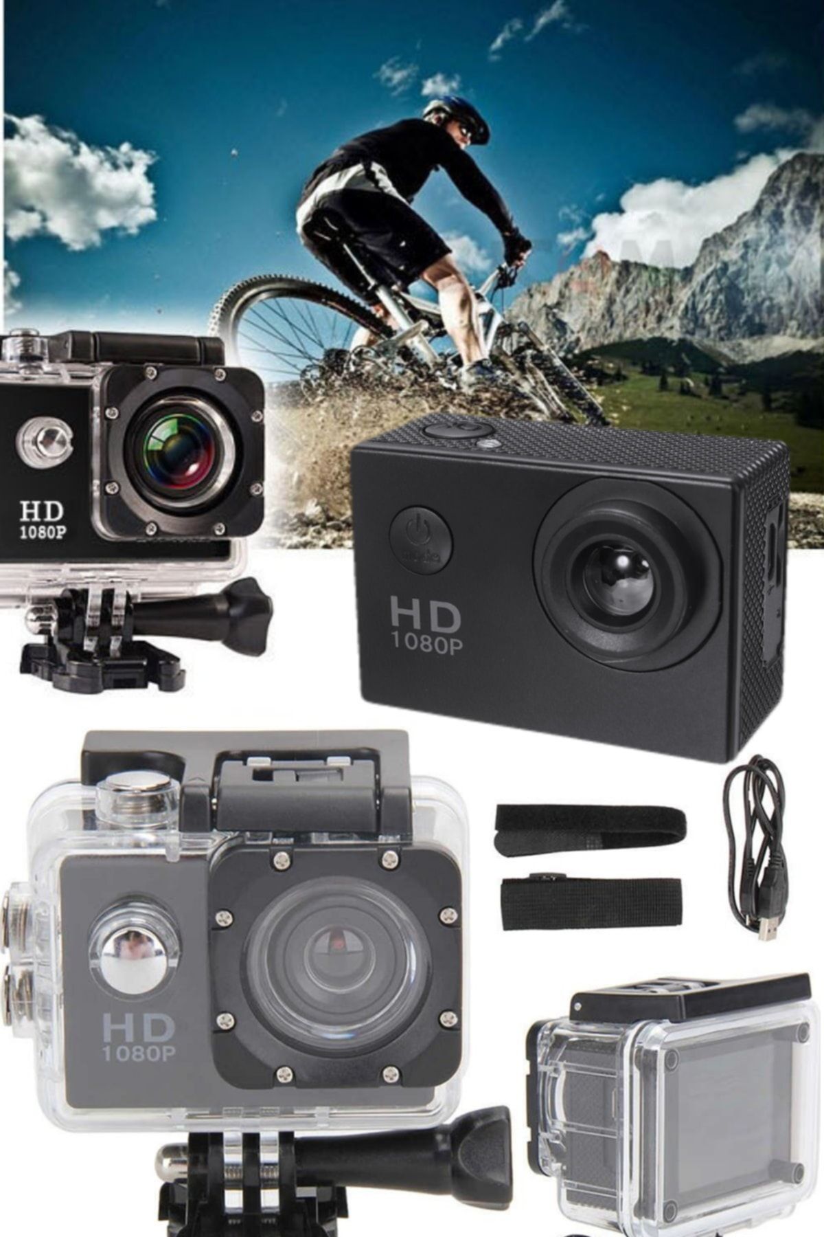 Utelips Profesyonel Uygun Aksiyon Kamerası 1080p Full Hd Su Geçirmez Spor Aksiyon Kamerası Kask Kamerası