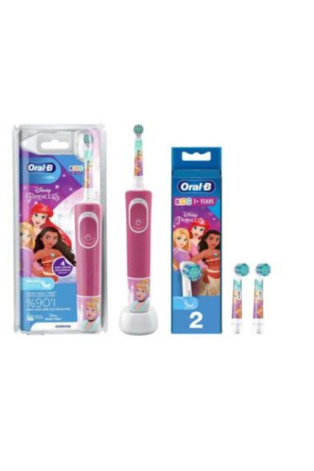 Oral-B D100 Çocuk Şarj Edilebilir Diş Fırçası Disney Prenses + 2'li Yedek Başlık