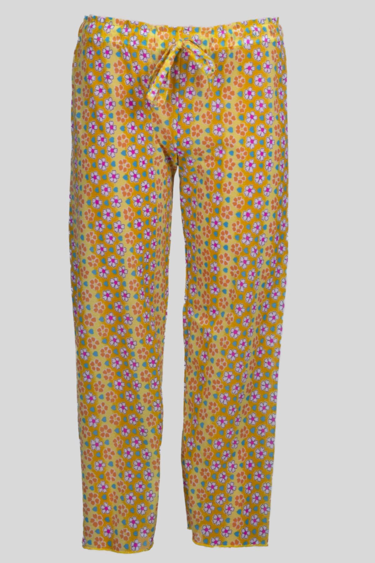 Sude Ayl Kız Çocuk Kk.sarı Kelebek Ve Çiçek Desenli Belden Bağlamalı Tül Deniz Pantolonu 168-32