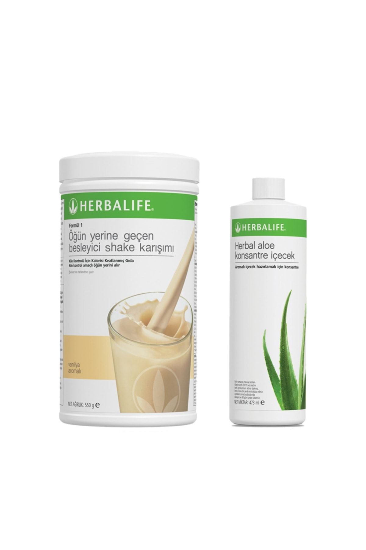 Herbalife 2'li Set Shake Vanilya Aroma 550gr + Aloe Vera Içecek 473 ml