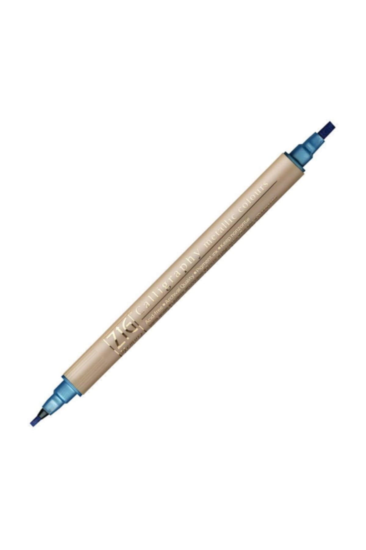 Zig Çift Uçlu Yaldızlı Kaligrafi Kalemi 2 Mm 3.5 Mm 125 Metallic Blue