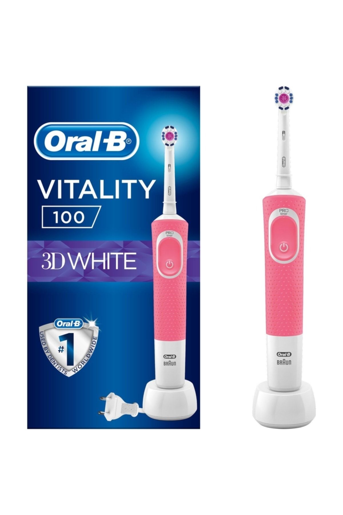 Oral-B Oral B Vitality 100 3d White Pembe Elektirikli Şarjlı Diş Fırçası