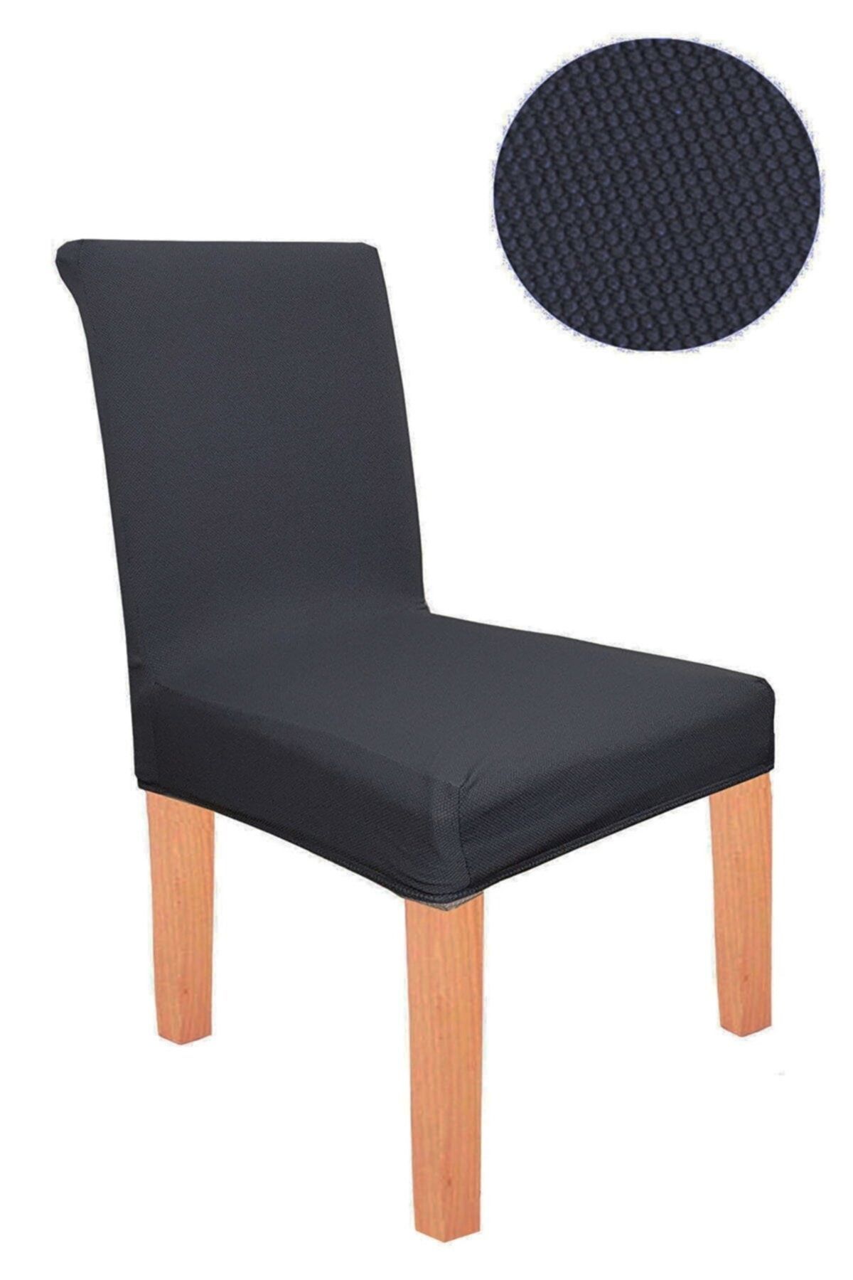 KARAHANLI Sandalye Kılıfı Siyah Yıkanabilir Lastikli Kadife Kumaş Sandalye Örtüsü