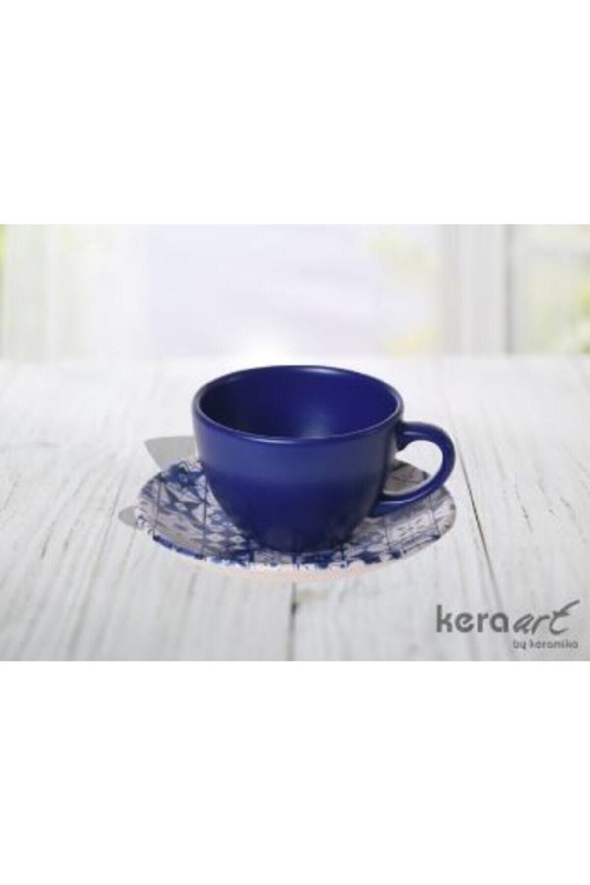 ERZURUM SEDEF AVİZE Çay- Nescafe Fincanı 12 Parça Renkli Mat Mavi