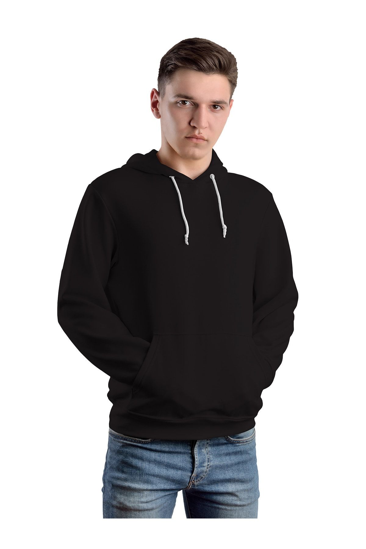 ACR Giyim Tekstil Forma Baskı Erkek Siyah Kapüşonlu Kanguru Cepli Sweatshirt