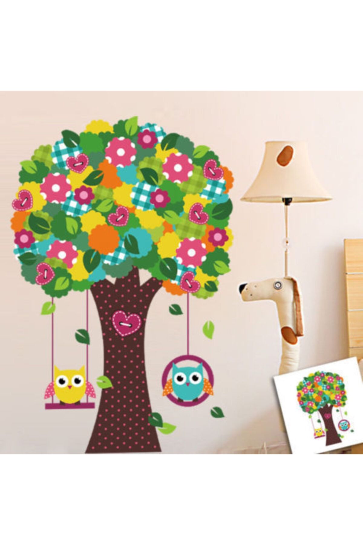 CRYSTAL KIDS Bebek Ve Çocuk Odası Dekorasyonu Renkli Ağaç Ve Baykuşlar Duvar Sticker Dekor