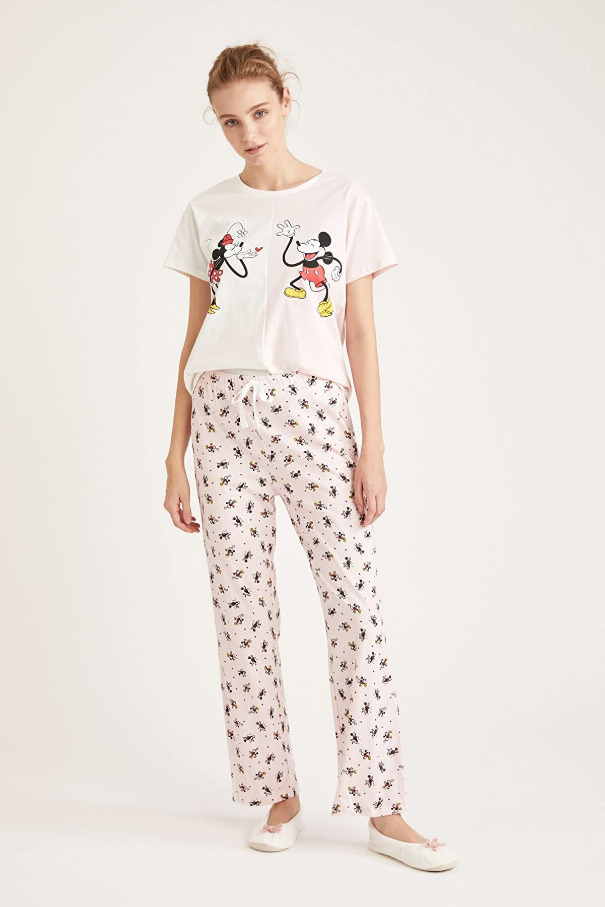 Defacto Kadın Pembe Mickey Mouse Lisanslı Pijama Takımı S9921AZ20WN