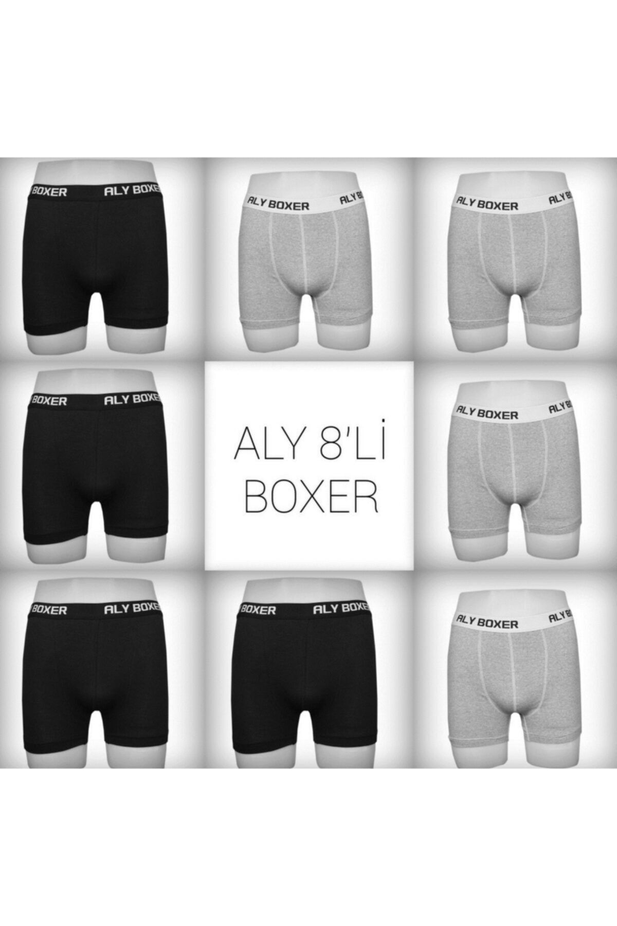 Aly Erkek Likralı Karışık 8'li Lüx Boxer
