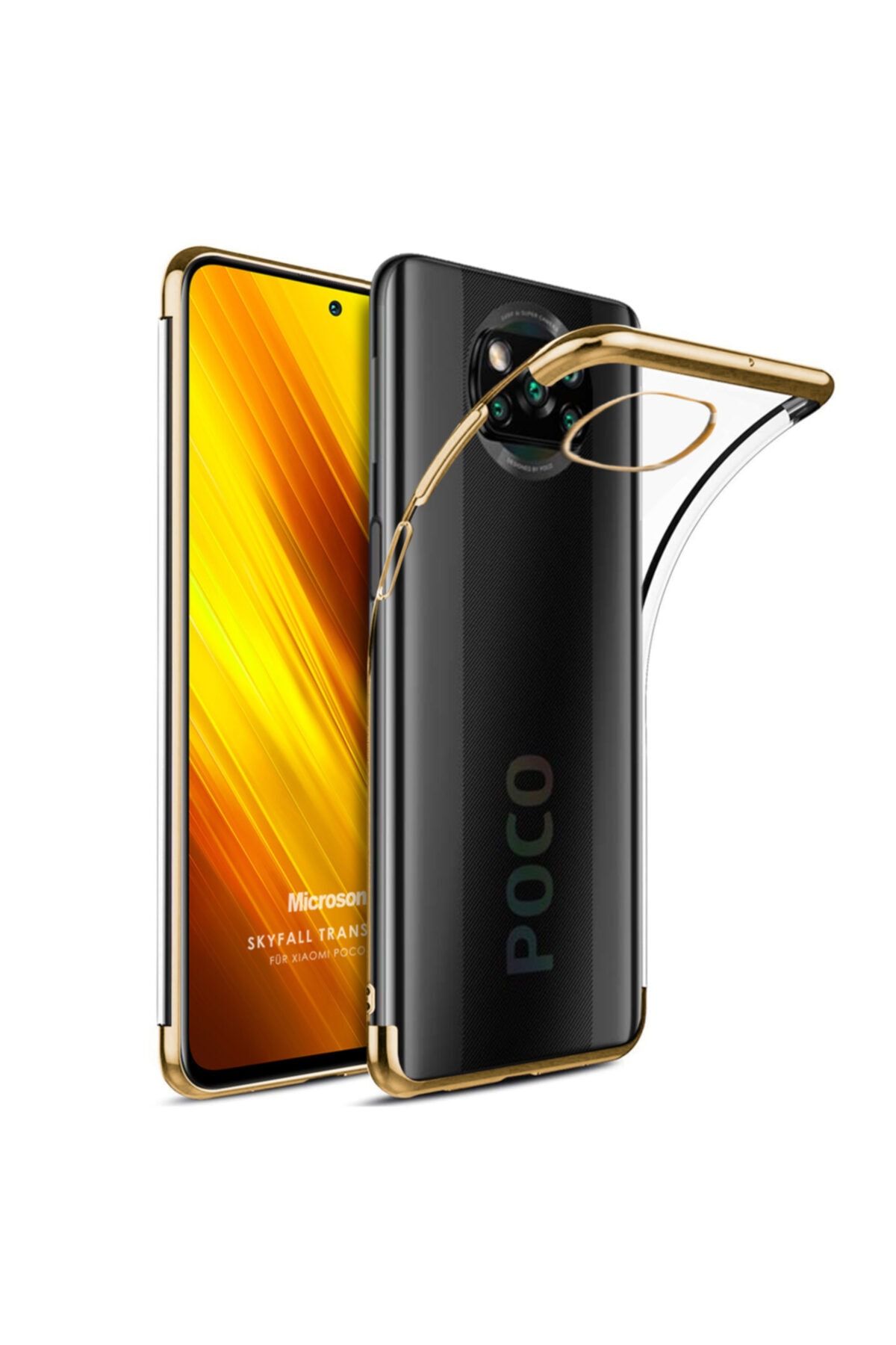 Microsonic Xiaomi Poco X3 Nfc Kılıf Skyfall Transparent Clear Gold