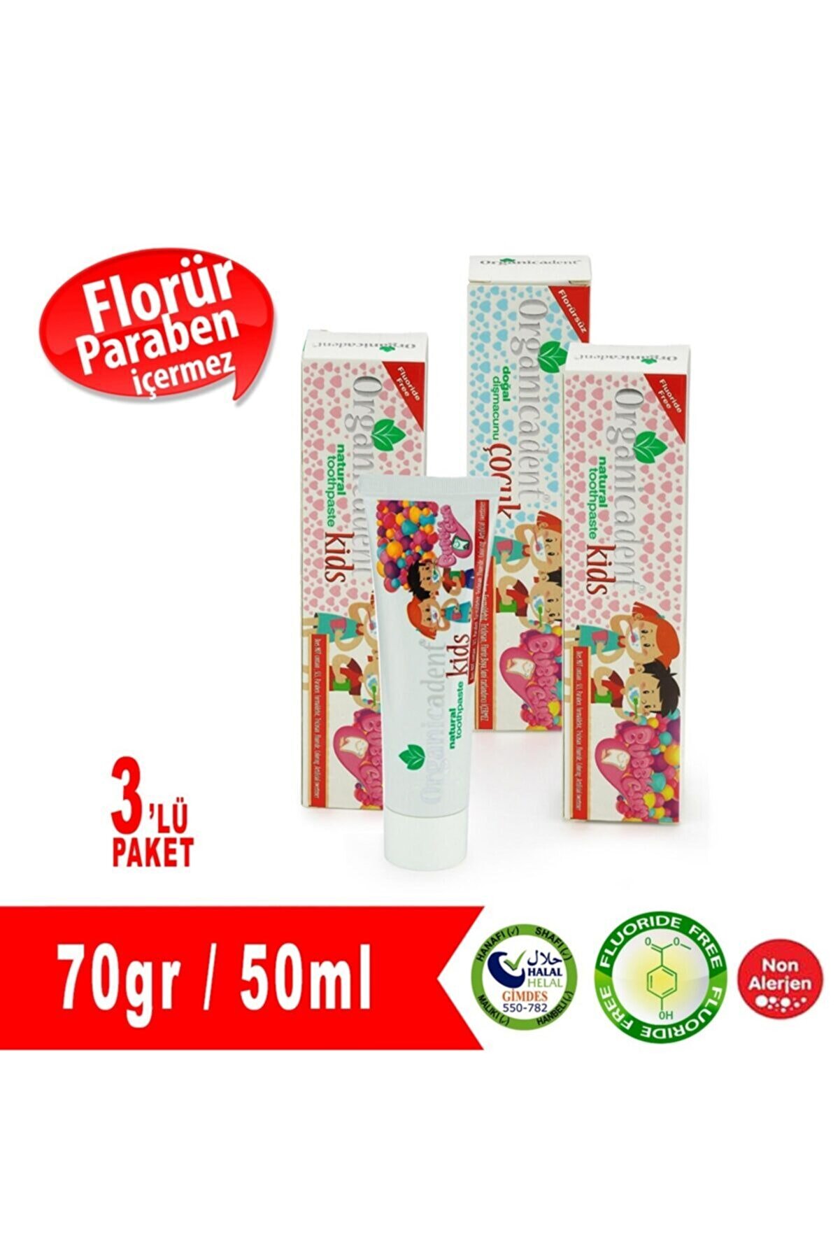 Organicadent Florürsüz Çocuk Diş Macunu 3'lü Paket