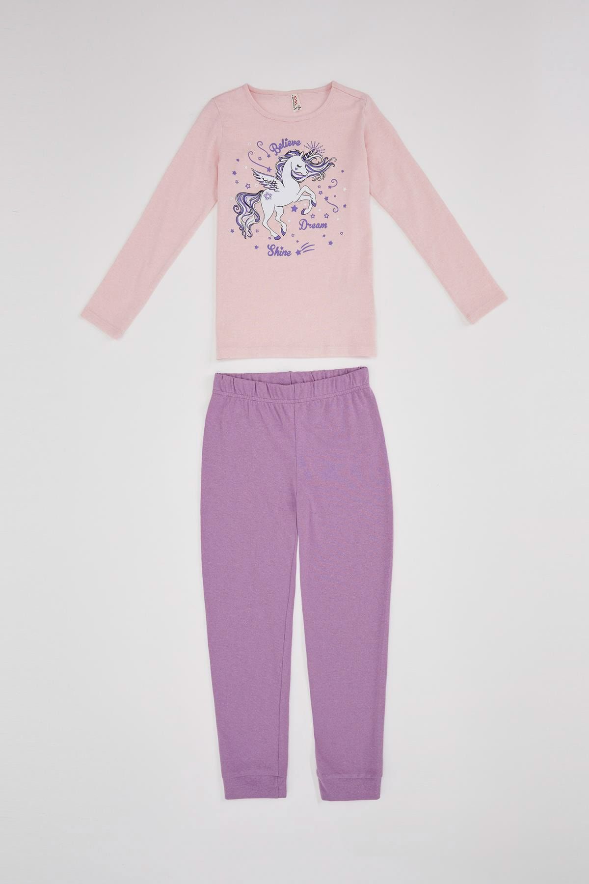 Defacto Kız Çocuk Unicorn Baskılı Pijama Takım