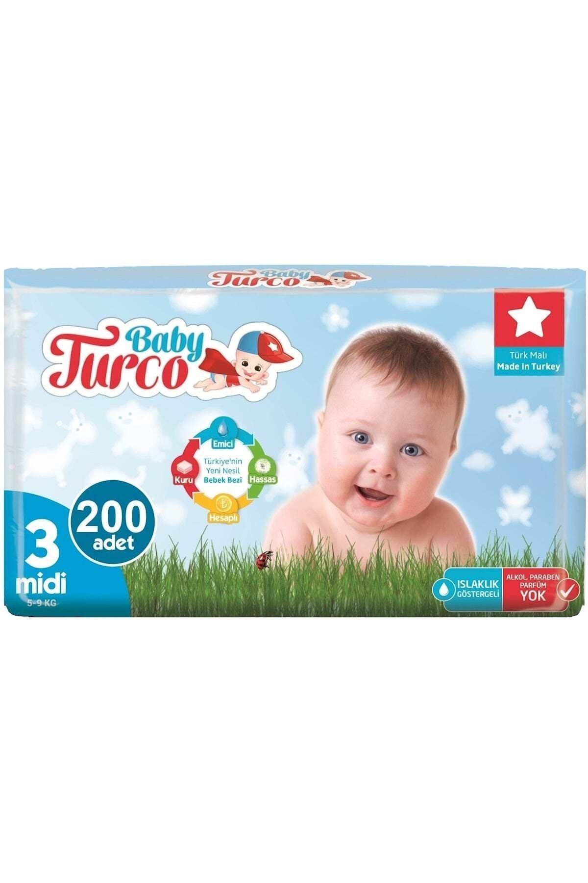 Baby Turco Bebek Bezi Jumbo 3 Beden Midi 200 Adet