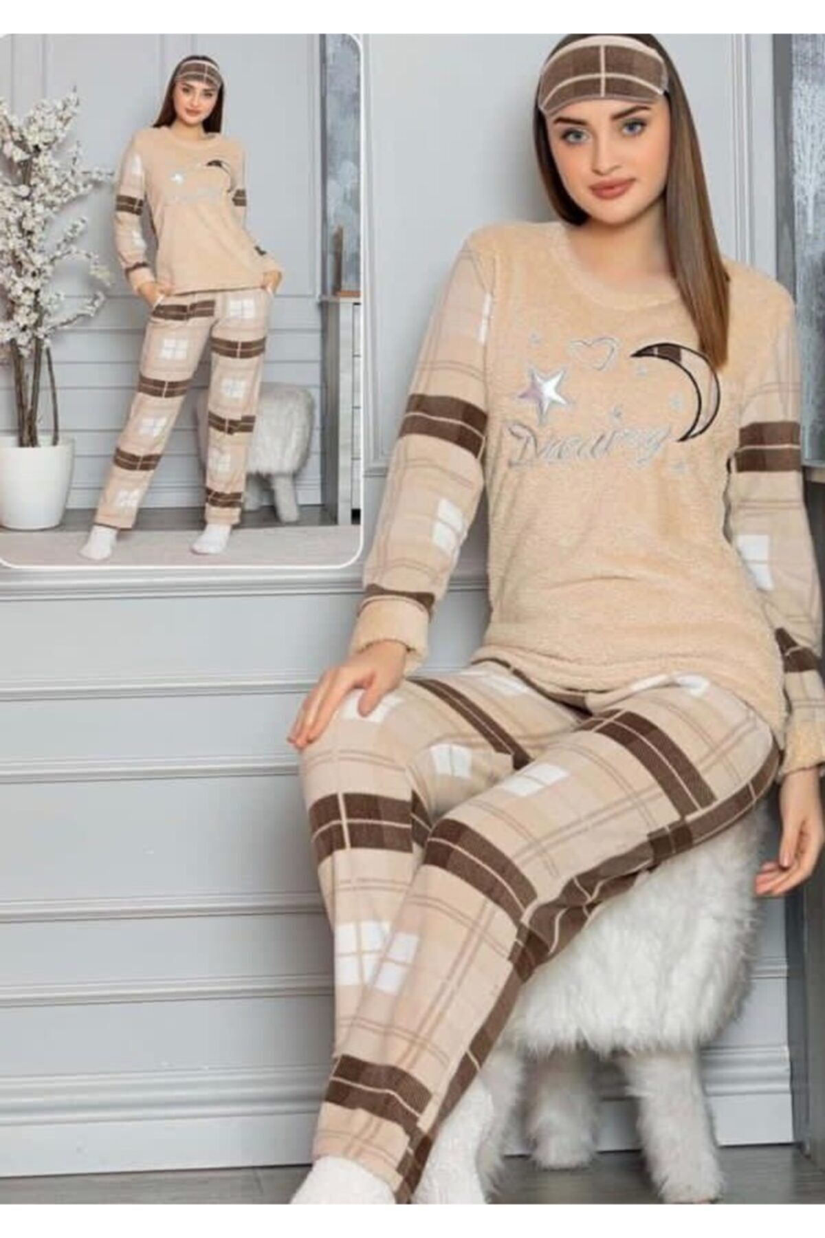 Altınay Peluşlu Kışlık Polar Pijama Takımı