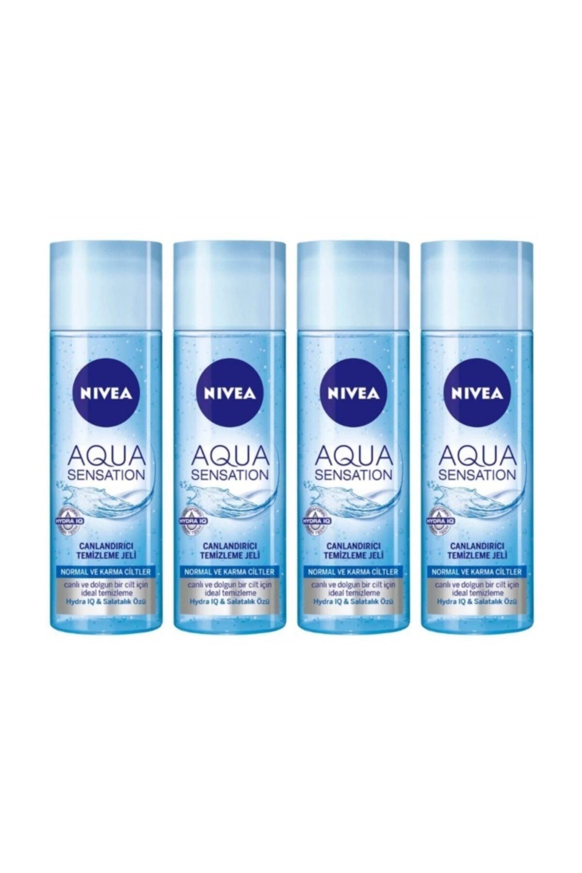 NIVEA Aqua Sensation Canlandırıcı Temizleme Jeli Normal Ve Karma Ciltler Için 200ml X 4 Lü Set