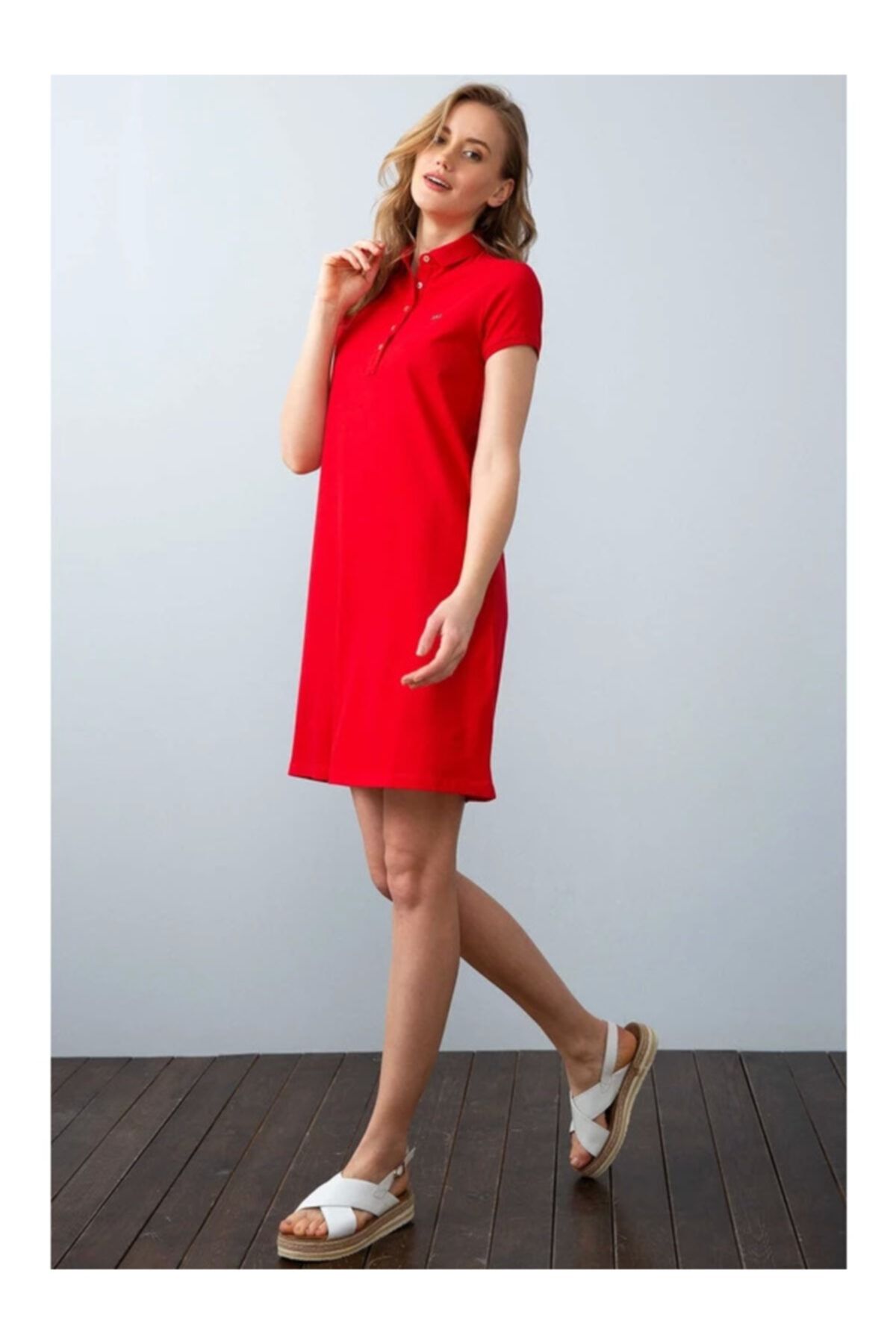 U.S. Polo Assn. Kadın Kırmızı Örme Elbise 949478 Mıso 030