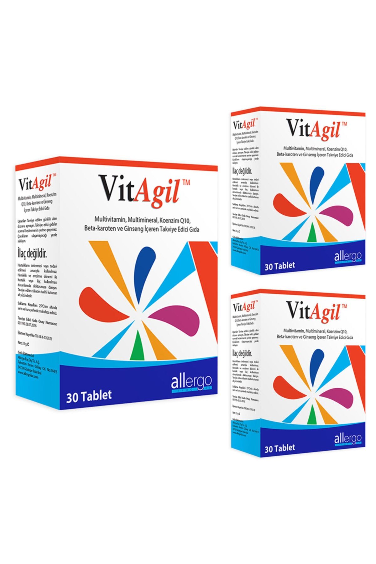 Allergo Vitagil Multivitamin &multimineral 30 Tablet X 3 Adet