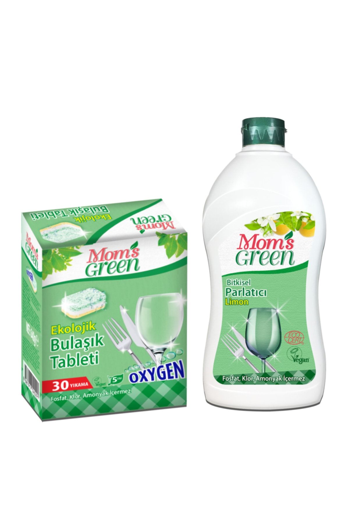 Mom's Green 2'li Set Ekolojik Bulaşık Makinası Tableti Ve Bitkisel Bulaşık Makinası Parlatıcı