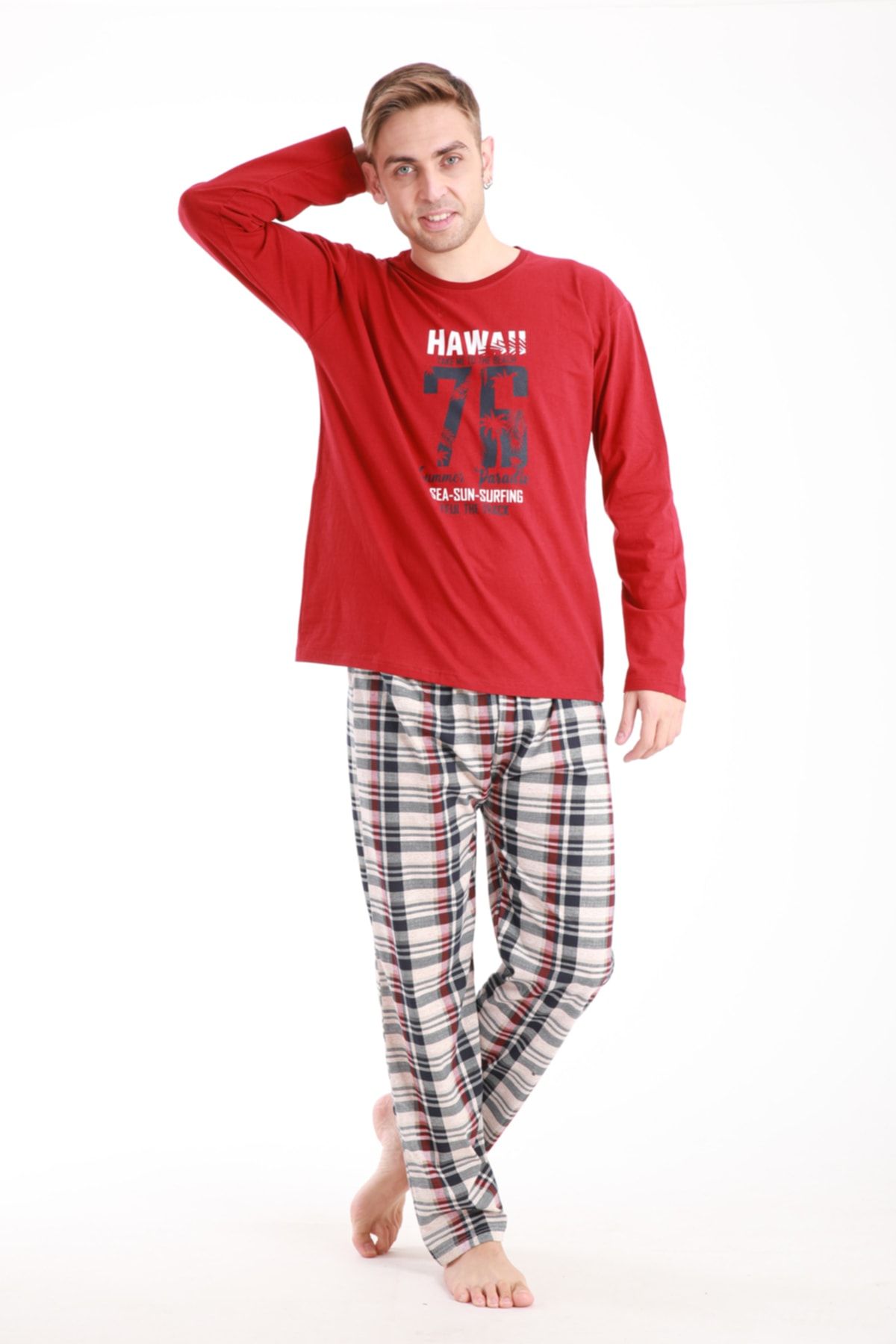 TAMPAP Erkek Baskılı Pijama Takımı Uzun Kollu 2170