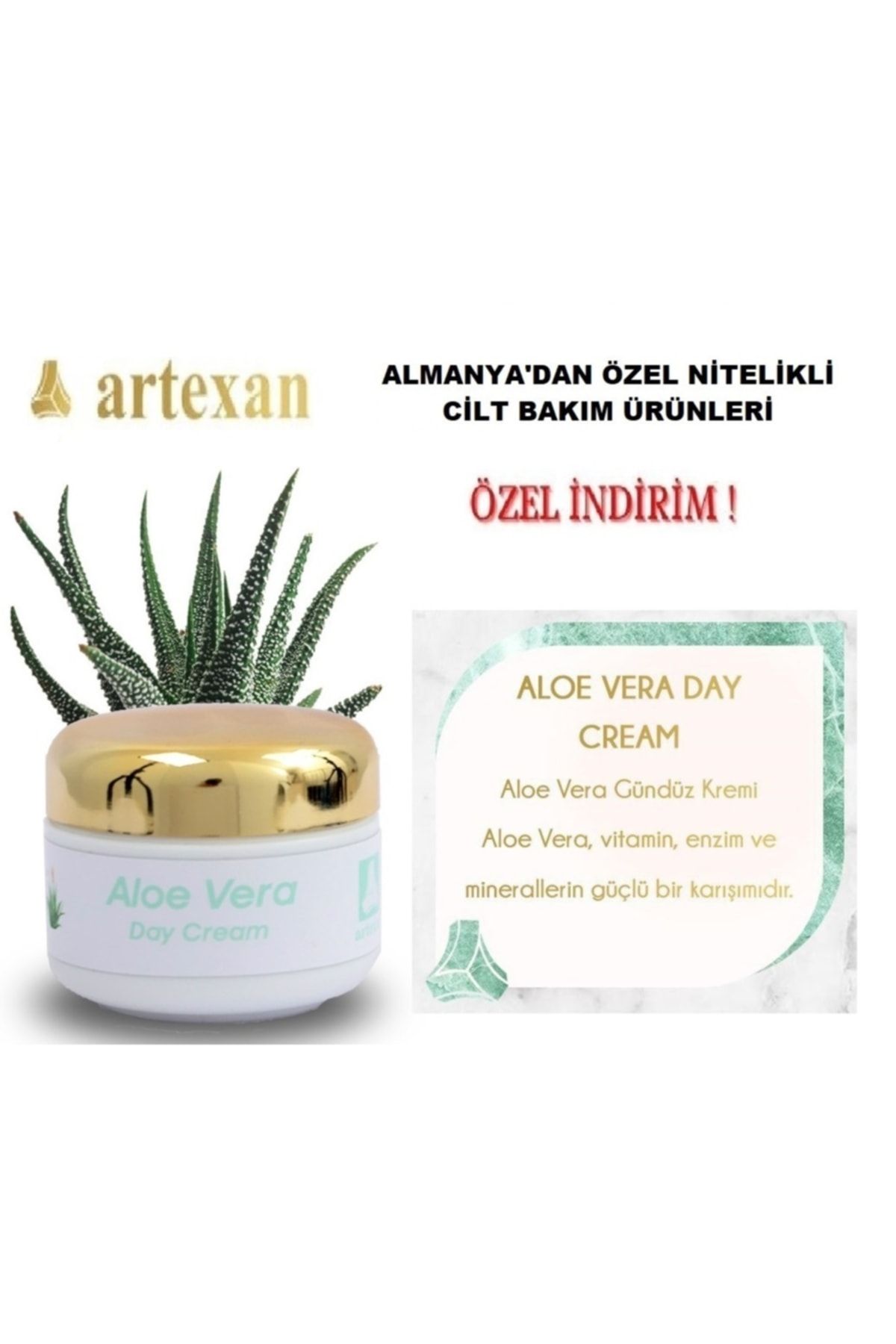 artexan Almanya'dan Ithal Aloe Vera Gündüz/aloe Vera Day Cream 50 ml Nemlendirici Sıkılaştırıcı