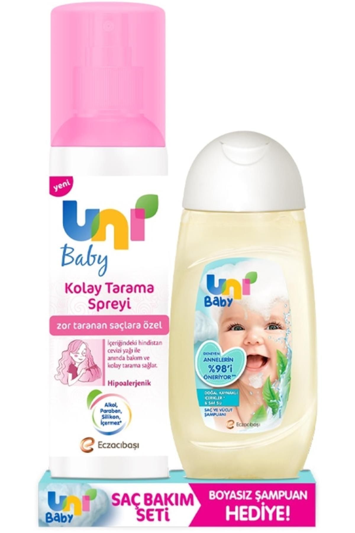 Uni Baby Kolay Tarama Spreyi 200 ml + Saç Ve Vücut Şampuanı 200 ml