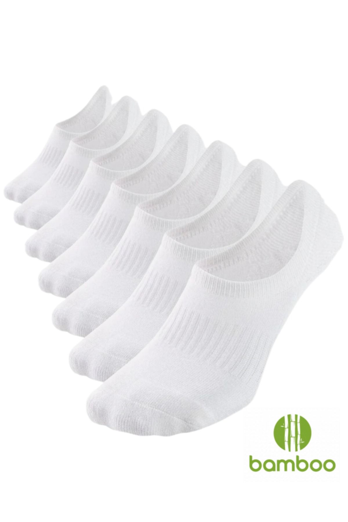 socksbox 7 Çift Bambu Dikişsiz Sneakers Beyaz Çorap