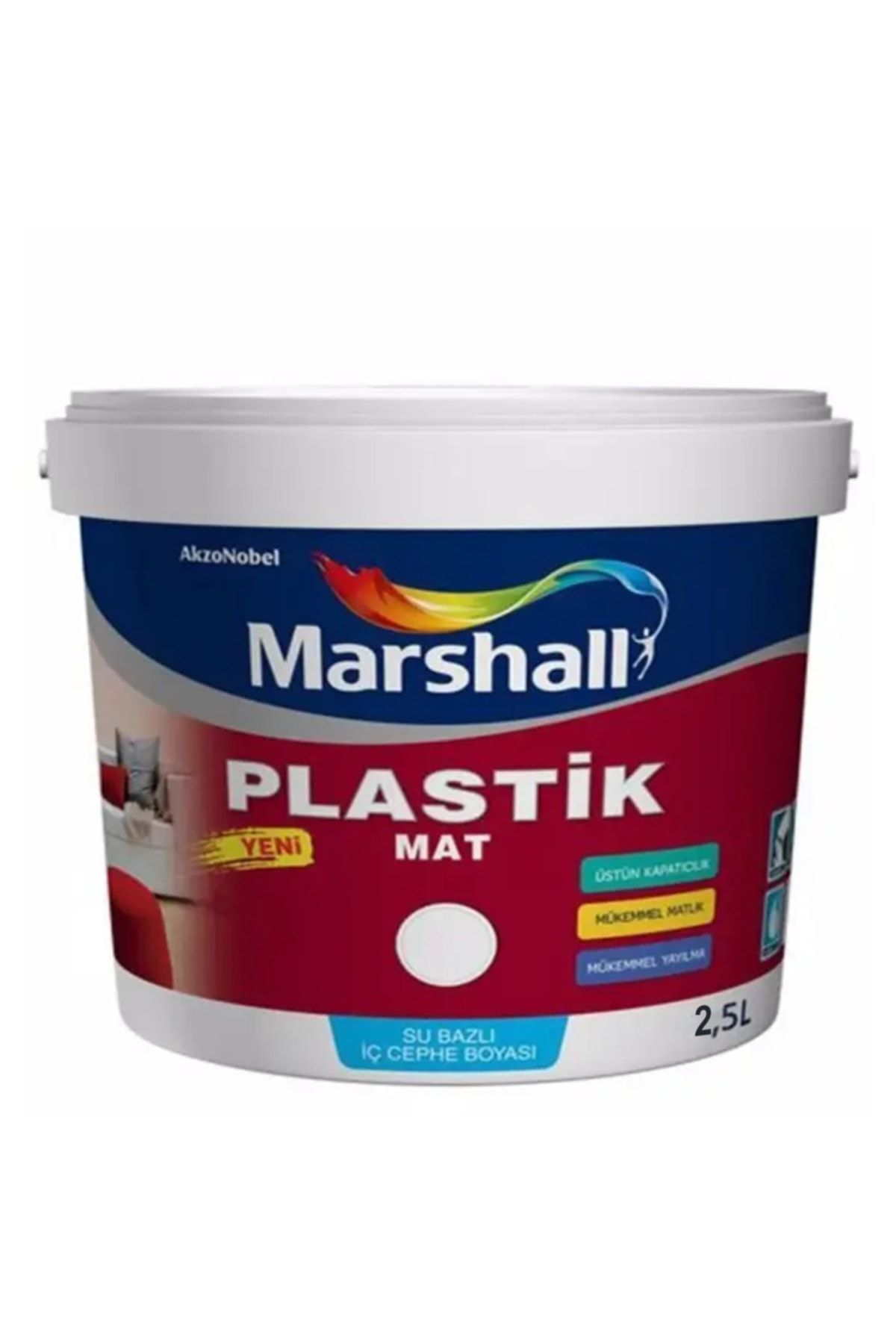 Marshall Plastik Mat Silinebilir Iç Cephe Boyası Mor Salkım 2,5 Lt (3,5 Kg)
