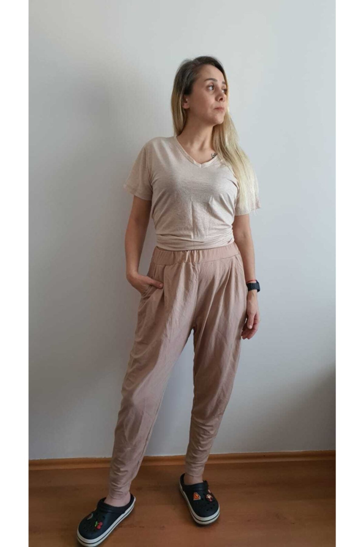 Bebe Kadın Bej Renkte Şalvar Model Pantolon