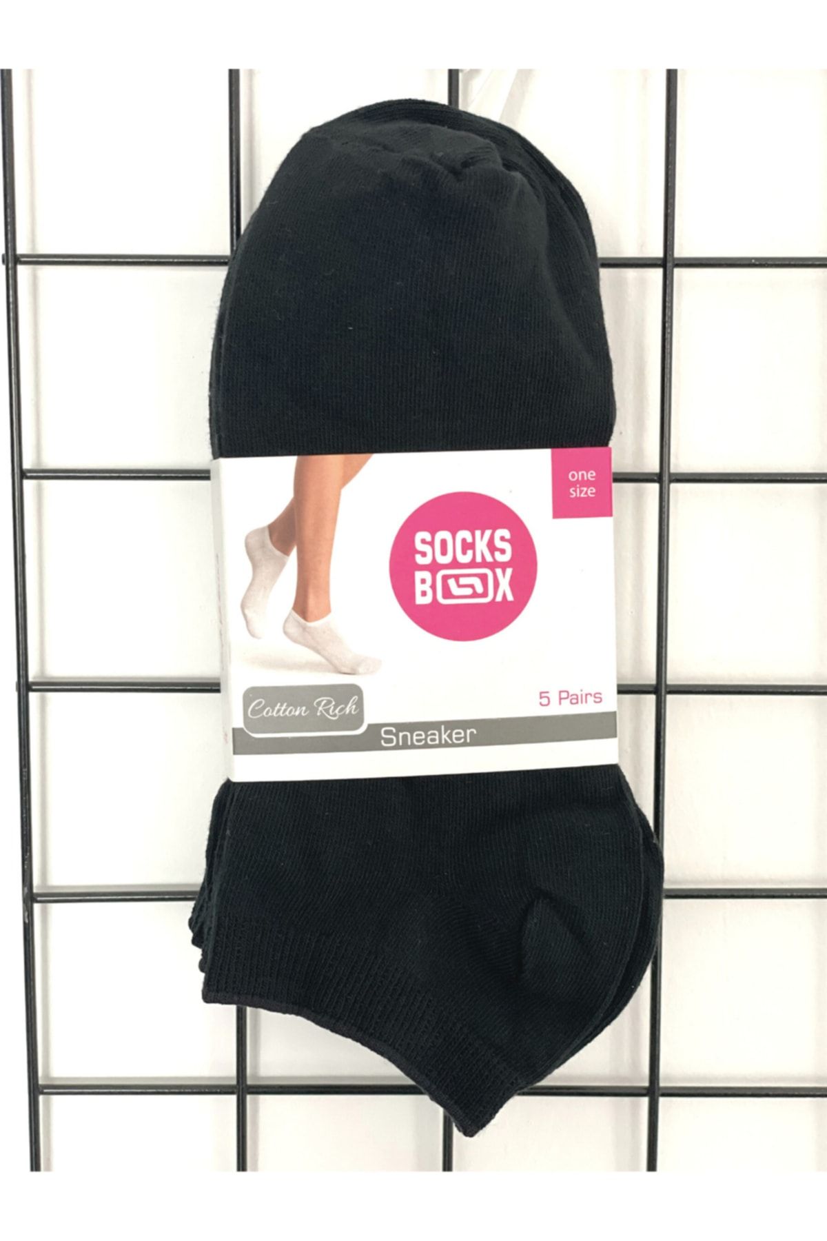 socksbox 5 Çift Kadın Koton Siyah Kısa Çorap