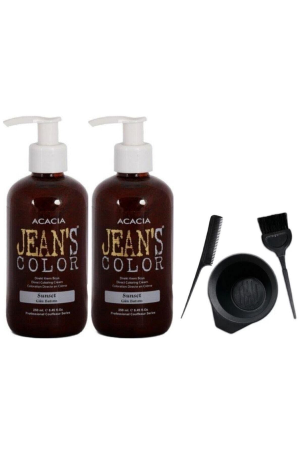 Acacia Jeans Color Saç Boyası Gün Batımı 250 ml 2 Adet ve Fluweel Boya Kabı Seti 869900100955758