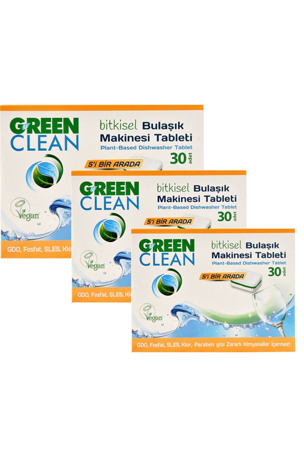 U Green Clean Bitkisel Bulaşık Makinesi Tableti 30'lu x 3 Adet