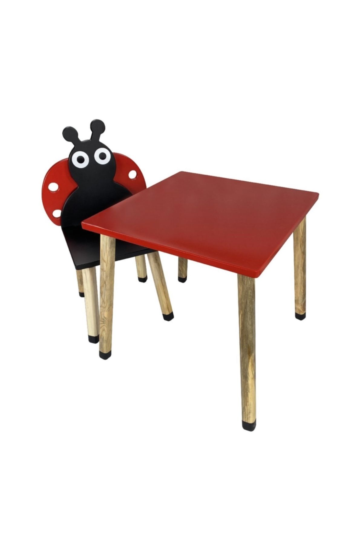 Ahşap Çocuk Oyun ve Aktivite Masa Sandalye Takımı  Uğur Böceği_0