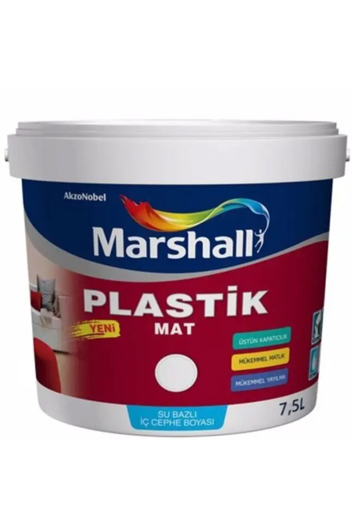 Marshall Plastik Mat Silinebilir Iç Cephe Boyası Kara Kalem 7,5 Lt (10 Kg)