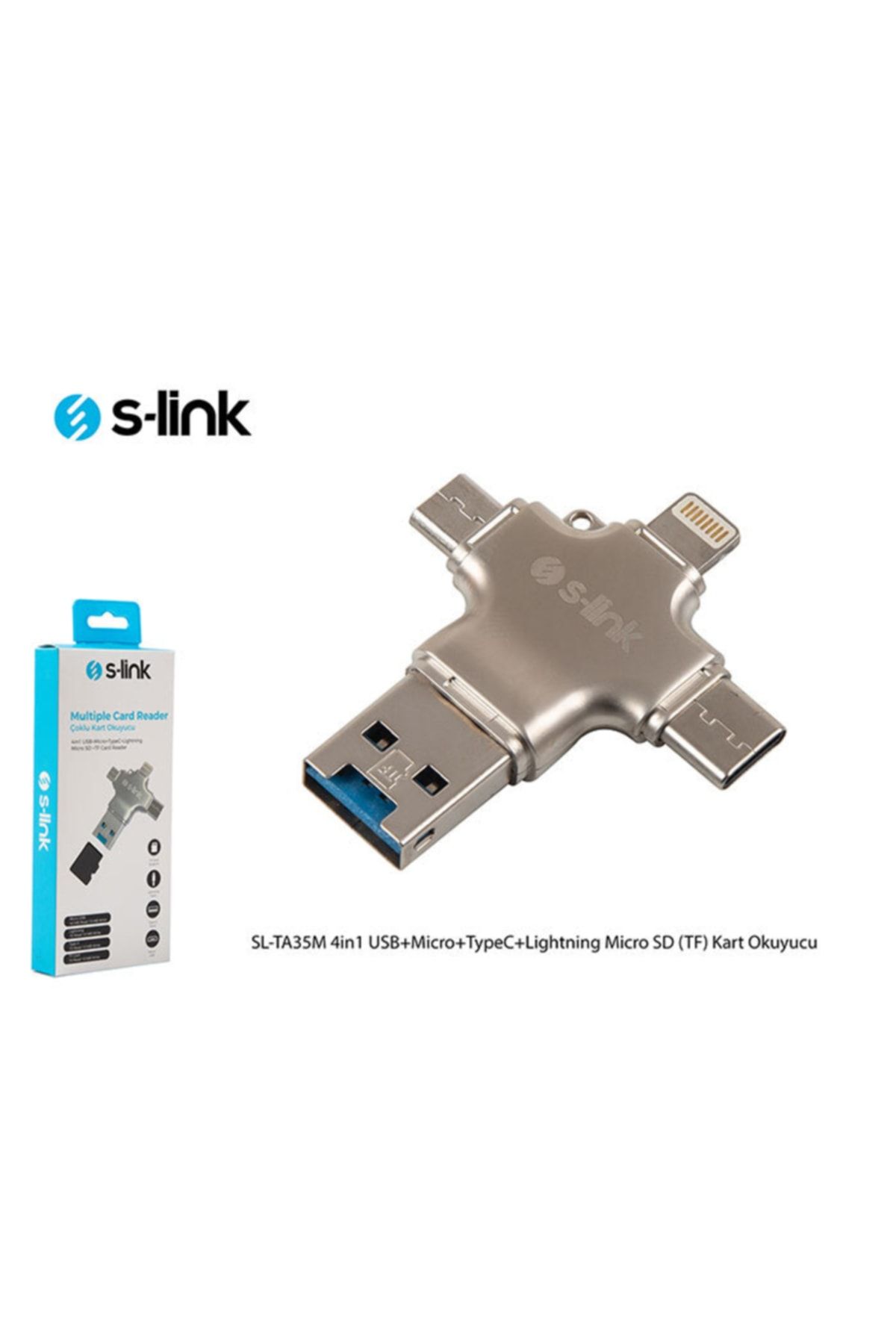 S-Link Sl-ta35m 4in1 Usb+micro+typec+lightning Micro Sd (tf) Uyumlu   Kart Okuyucu