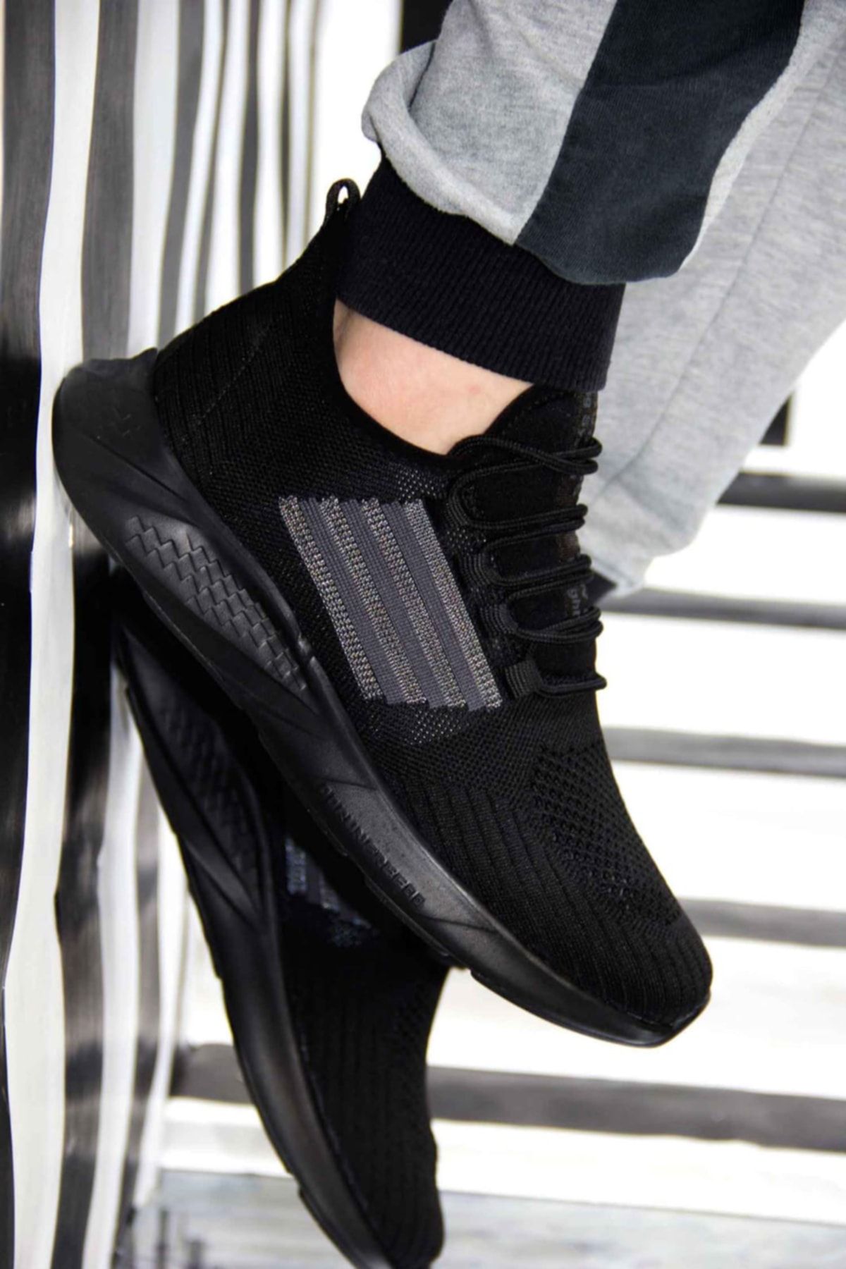FLY STEP Siyah Ortopedik Hafif Günlük Spor Yürüyüş Sneaker Ortopedik Ayakkabı