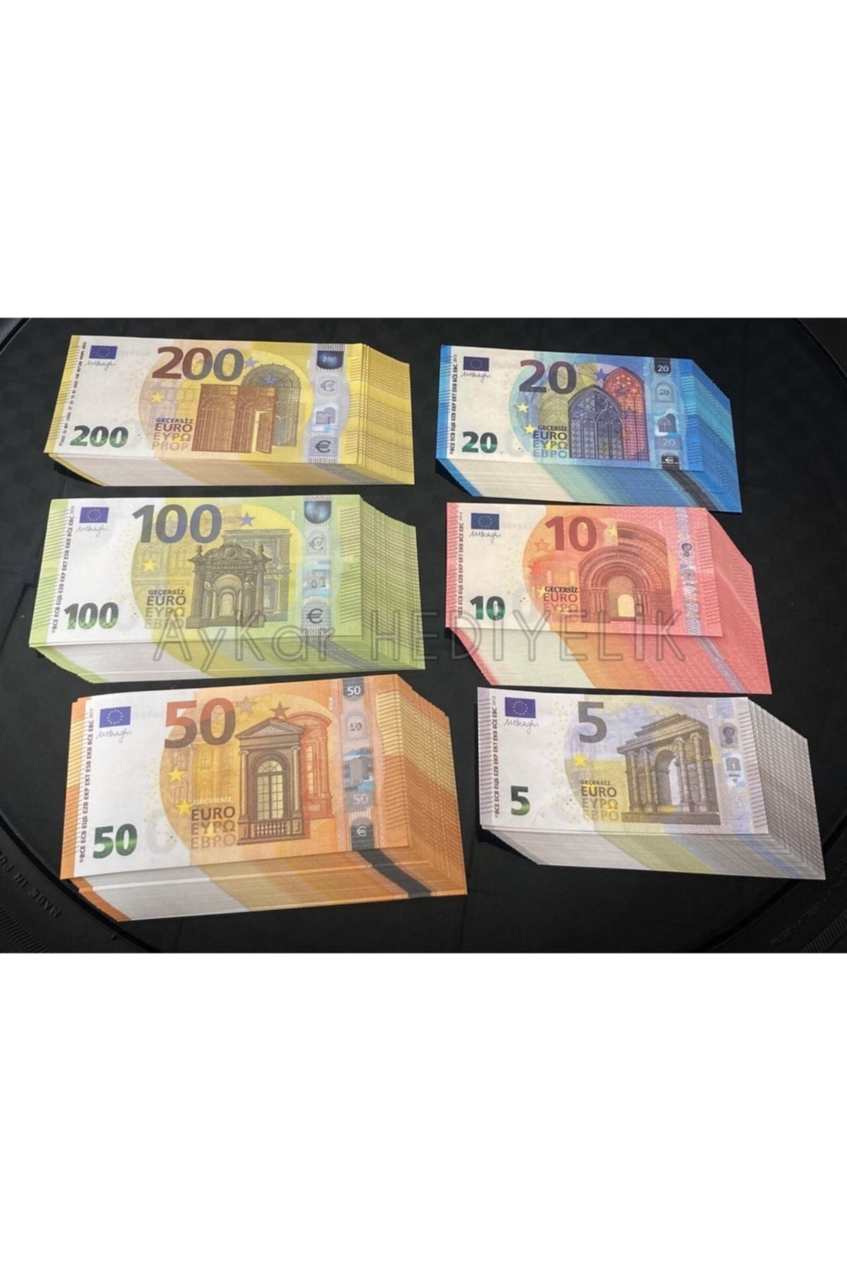 AYKAR HEDİYELİK 300 Adet Karışık Euro 5-10-20-50-100-200 Euro Geçersiz Eğlence Oyun Şaka Düğün Parası