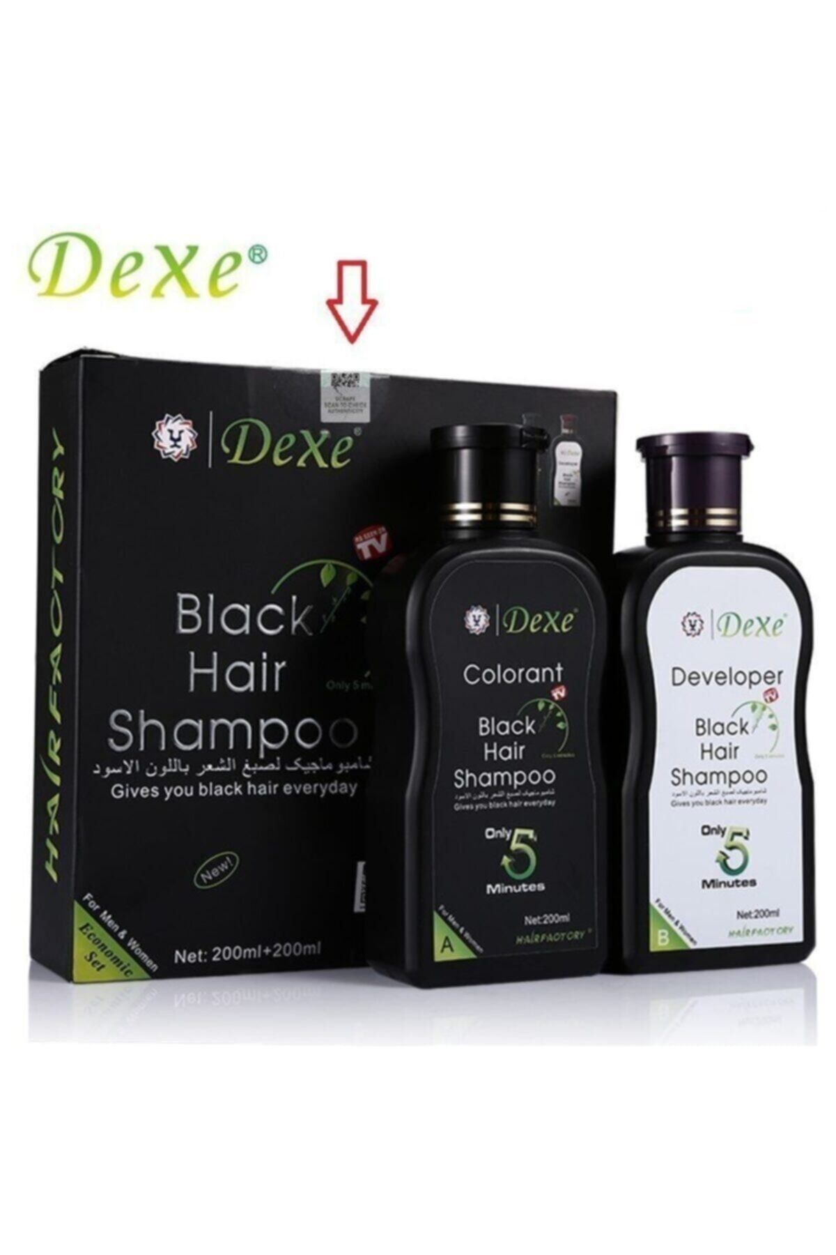Dexe 3 Set Kampanyalı - Saç Renklendirici Şampuan 200 Ml+200 Ml Siyah Saç Bakım Beyazlık Giderici