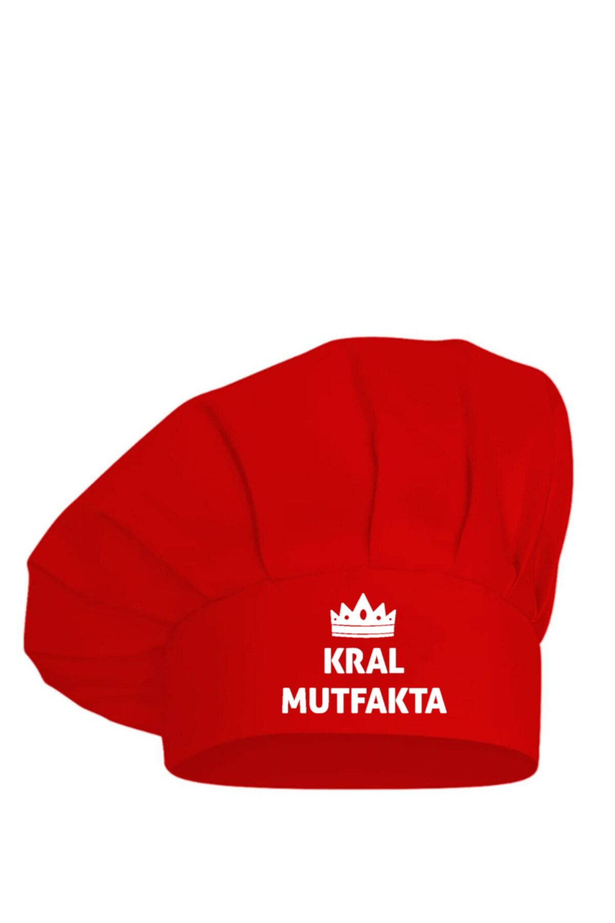 enmalife Kral Mutfakta Baskılı Ayarlanabilir Cırtlı Kırmızı Aşçı Şapkası