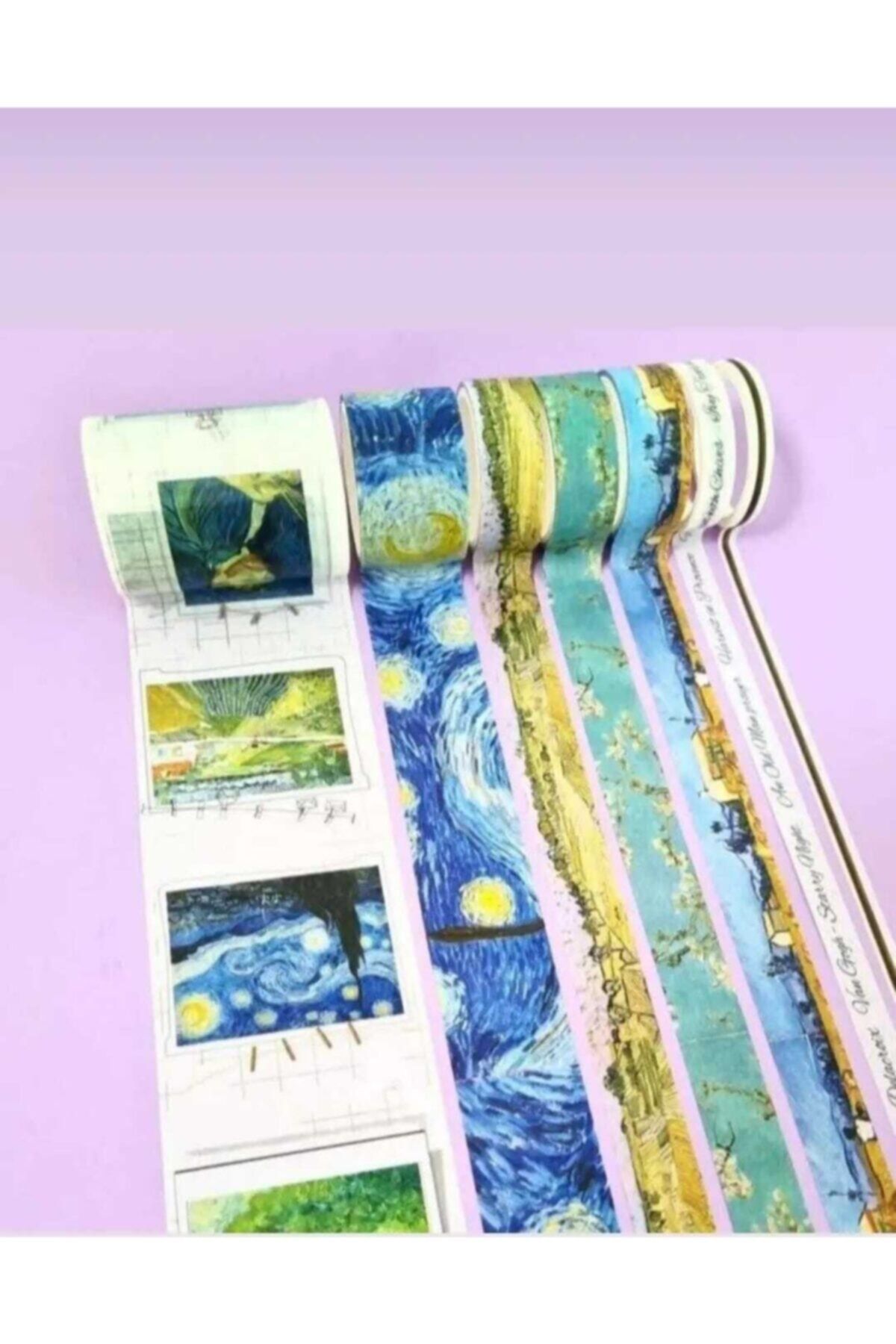 YEŞİL KIRTASİYE Van Gogh Tasarımlı Desenli Kağıt Bant Seti Washi Tape