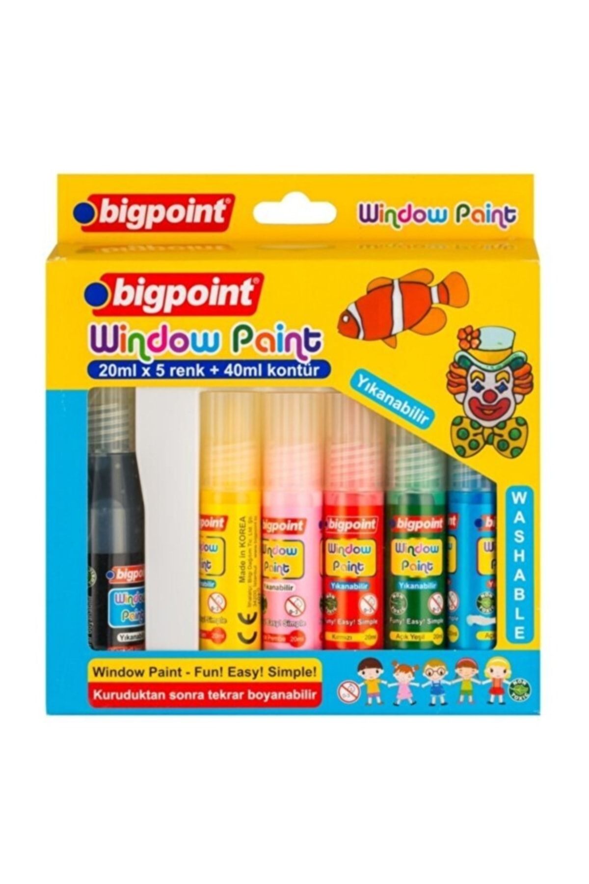 Bigpoint Cam Boyası Window Paint 5 Renk X 20 ml