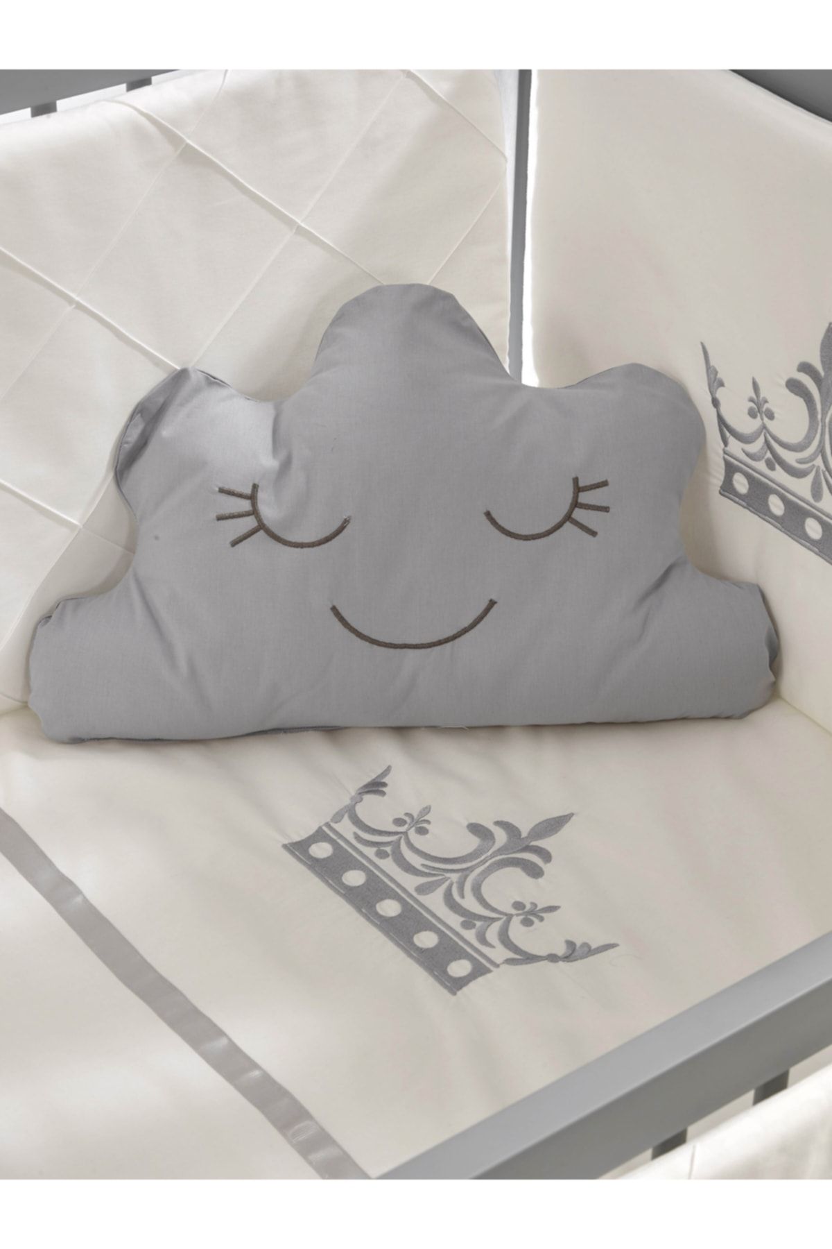 Meltem Smart Motto Nakışlı Gri Bebek Uyku Seti - 60x120 Cm