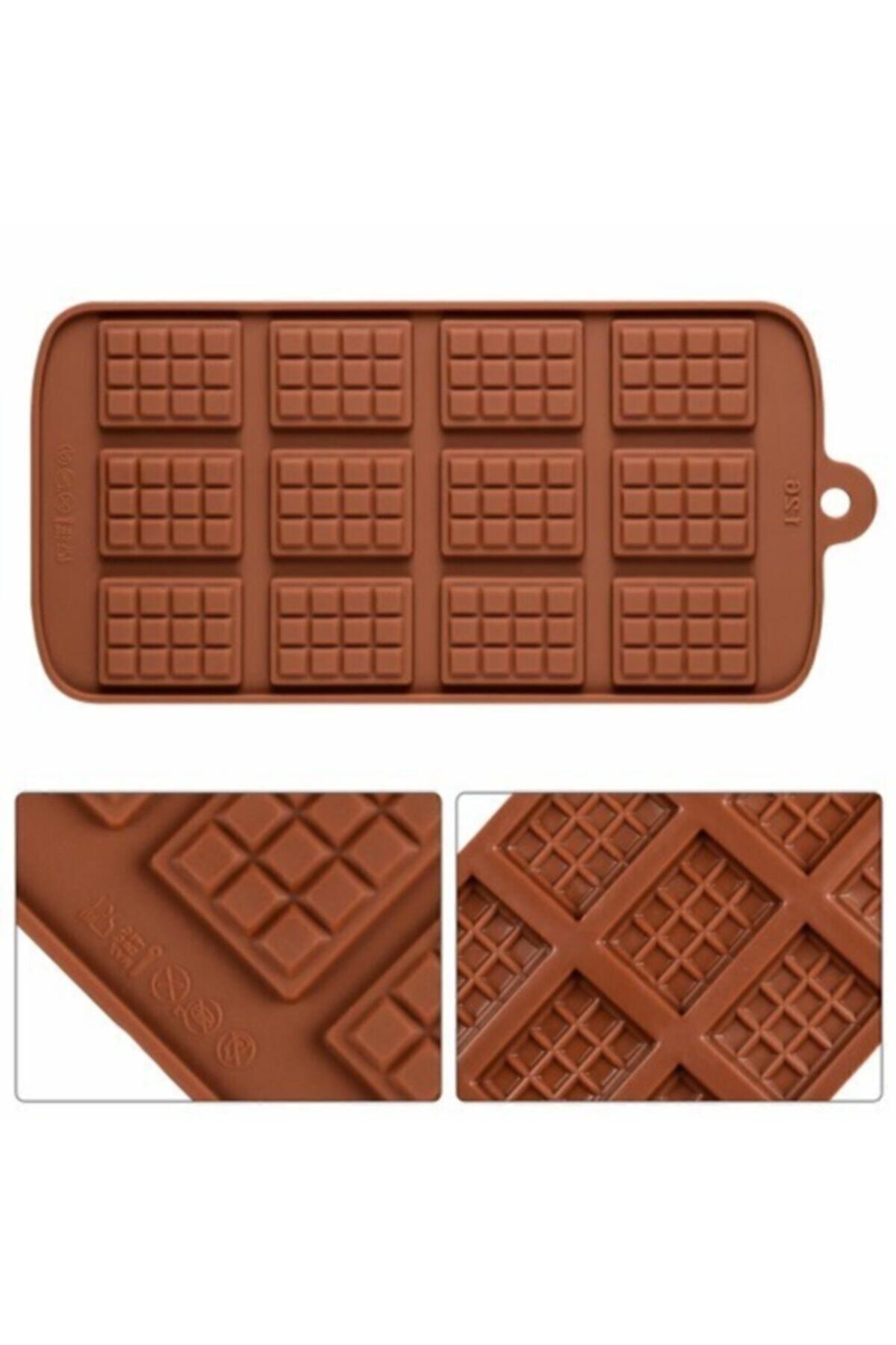 Mefe Mini Tablet Çikolata Kalıbı,12’li Kare Çikolata-şeker Silikon Kalıp