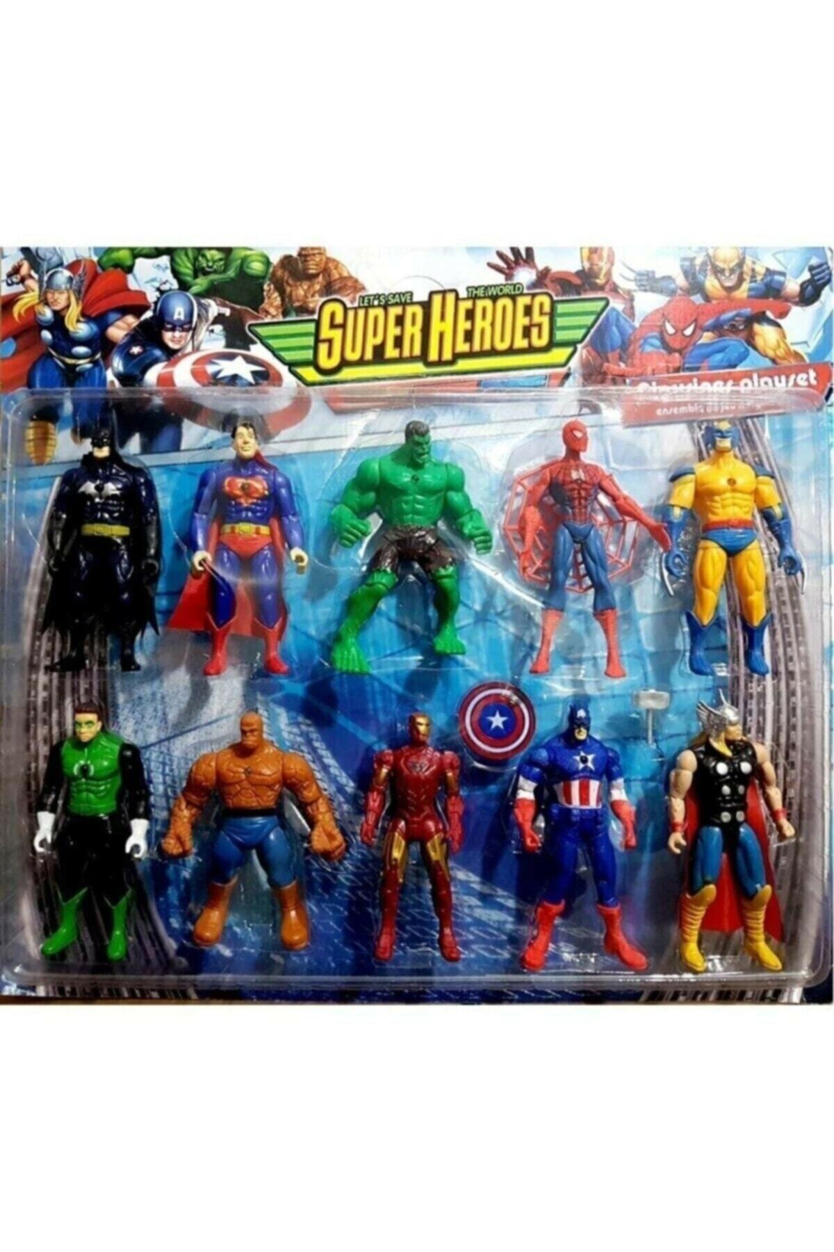 EVİMON Spıderman Örümcek Adam Hulk Ironman Captan America Taş Adam X.men Batman Süpermen 10'lu Set