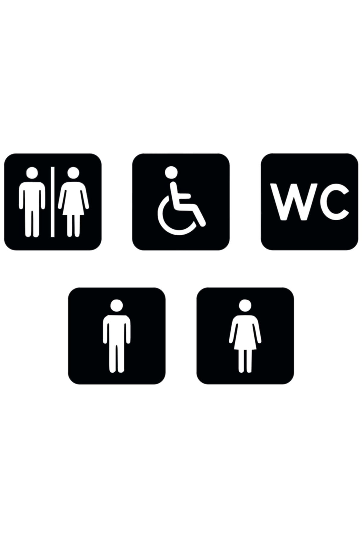 Beynu Wc Tuvalet Tabelası Banyo Kadın Erkek Takım Kapı Duvar Yönlendirme Levhası Ahşap Lazer Kesim