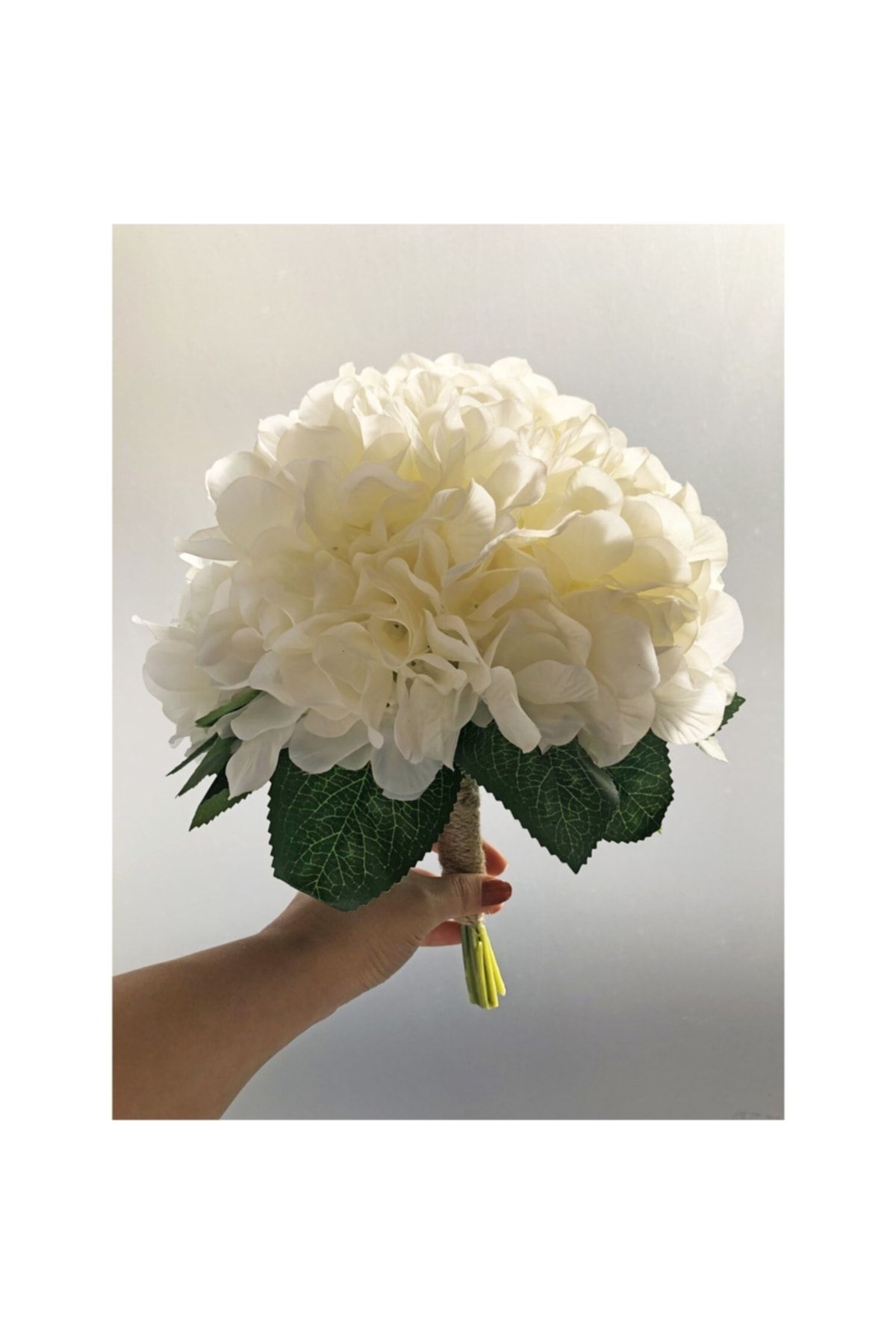 Evsay Beyaz Ortancalı Gelin Çiçeği Buketi Gelin El Çiçeği